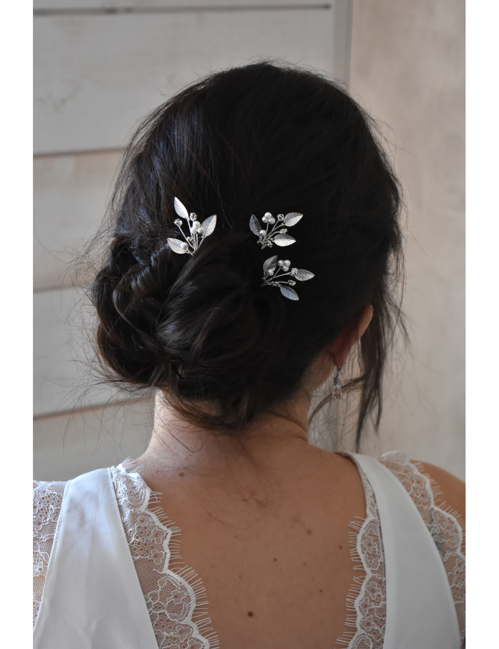 Trio de pics à cheveux pour le chignon de la mariée