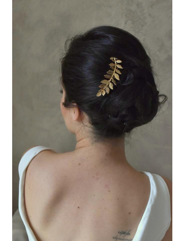 Peigne pour la mariée grande feuille dorée pour le chignon modèle Siam