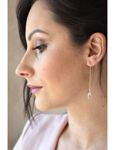 Boucles d'oreilles Pure pour mariée gouttes transparentes sur chaine