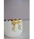 Boucles d'oreilles mariage Zen, boucles d'oreilles bohème avec feuilles dorées et perles ivoire.
