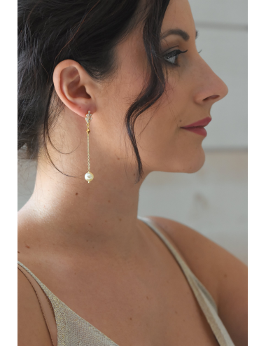 Boucles d'oreilles de mariage de style rétro vintage avec perles, Gaby