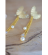 Ginkgo - Boucles d'oreilles de mariage pendantes avec feuille de ginkgo dorée 