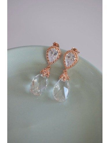 Boucles d'oreilles pour mariée, pendantes en perles de cristal, Lise