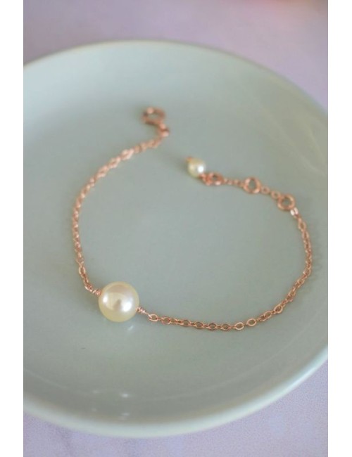 Bracelet de mariée Perle solitaire, 1 perle en cristal minimaliste.