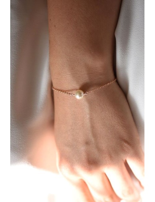 Bracelet de mariée Perle solitaire, 1 perle en cristal minimaliste.