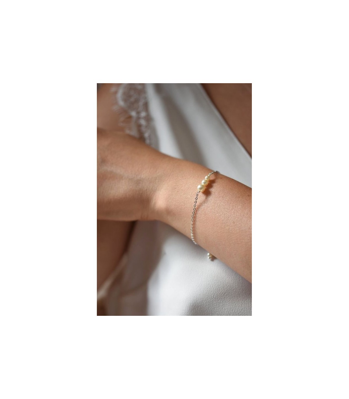 Bracelet minimaliste de mariage avec perles, Alix