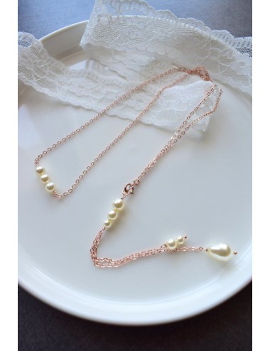 Collier de dos Alix court avec chainette pour la mariée en robe dos nu