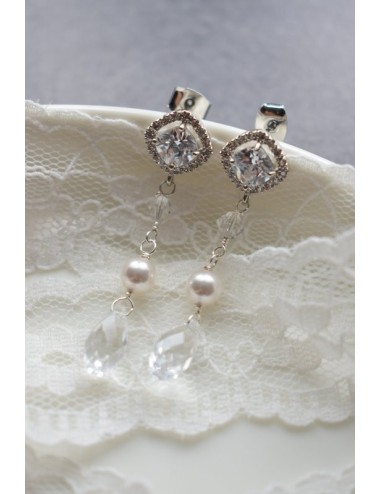 Boucles d'oreilles de mariage de style vintage avec perles, Eva