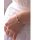 Bracelet de mariée Dune, avec strass et perles en forme de feuille, style bohême chic.