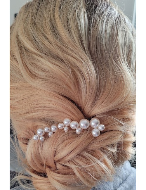 Pics à chignon de mariée en perles nacrées, lot de 5 pics à perles