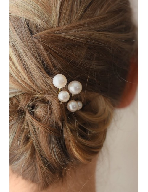 Pics à chignon de mariée en perles nacrées, lot de 5 pics à perles