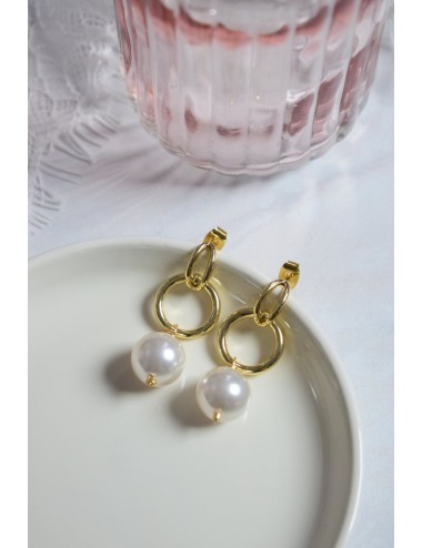 Boucles d'oreilles de mariage de style art deco avec perles.