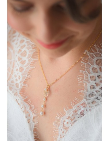 Collier de mariage Phaline de style romantique doré