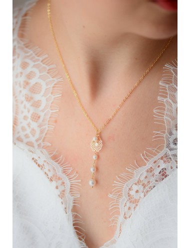 Collier de mariage Phaline de style romantique doré