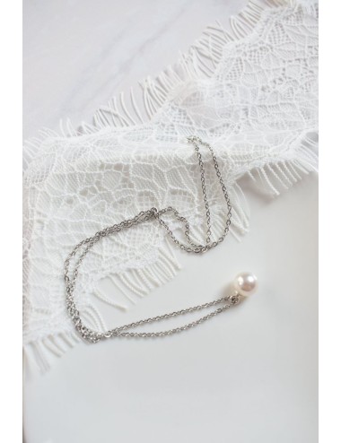 Collier mariage perle solitaire Bali, minimaliste en pendentif.