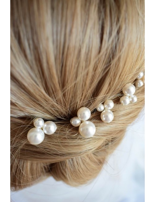 Pics à chignon de mariée en perles nacrées, lot de 5 pics à perles