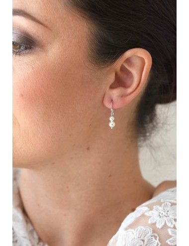 Boucles d'oreilles pour la mariée modèle Agathe, en perles et cristaux