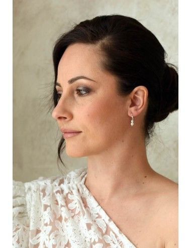 Boucles d'oreilles pour la mariée modèle Agathe, en perles et cristaux