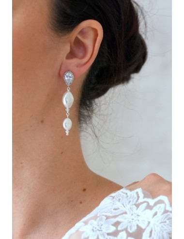 Boucles d'oreilles pour mariée glamour chic avec perles, Patsy