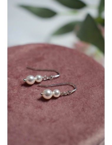 Boucles d'oreilles pour la mariée modèle Agathe, en perles et cristaux