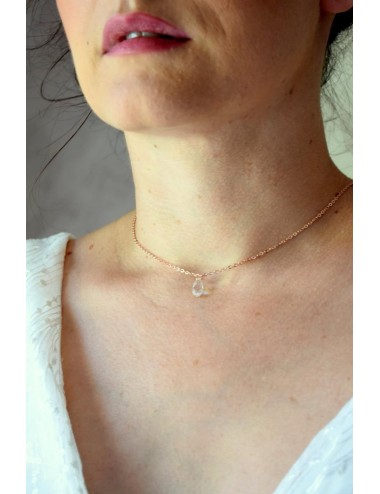 Bijoux mariage - Collier de dos Pluie avec cristal pour dos nu.