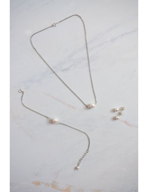 Collier mariage perle solitaire Lola, avec juste une perle nacrée