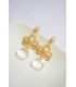 Boucles d'oreilles Pauline pour la mariée avec des gouttes en cristal transparent et des estampes dorées