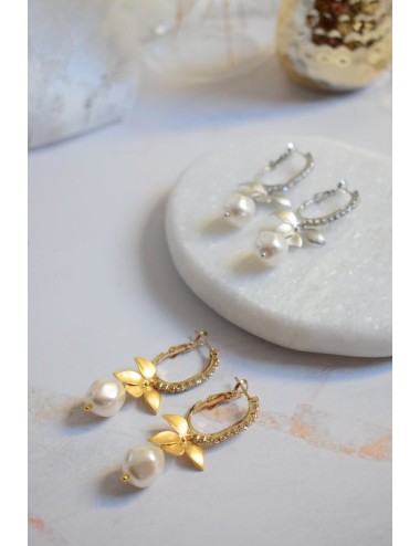 Boucles d'oreilles mariage Coraline, avec des dormeuses maxi size