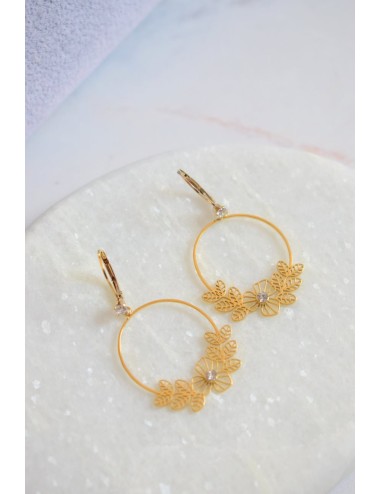 Boucles d'oreilles Louise avec motif floral et oxydes de zirconium