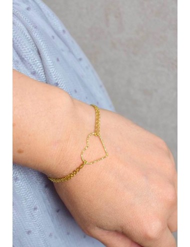 Bracelet pour témoin de mariage avec un coeur doré et fine chaîne