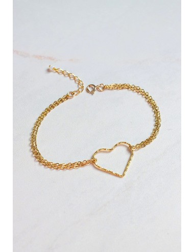 Bracelet pour témoin de mariage avec un coeur doré et fine chaîne