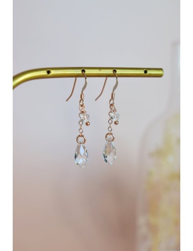 Boucles d'oreilles Pluie d'avril pour mariée, gouttes transparentes