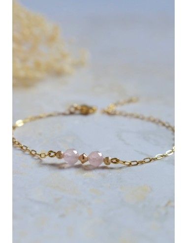 Bracelet perles de quartz rose