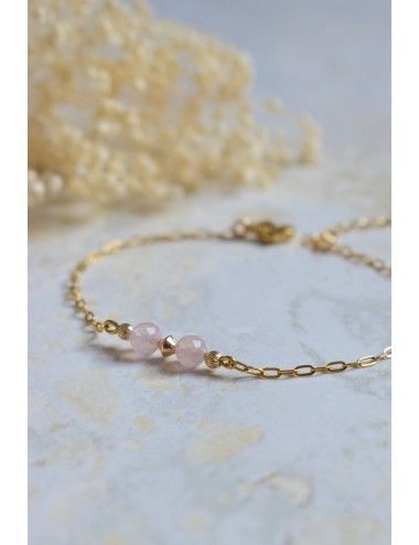 Bracelet perles de quartz rose