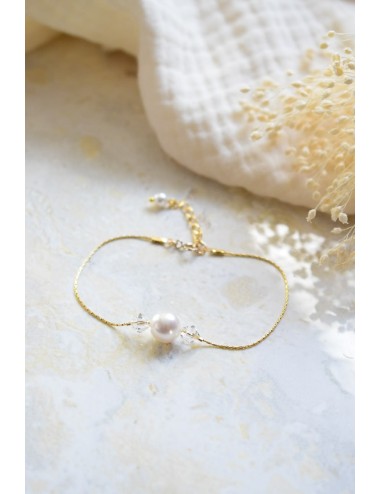 Bracelet de mariage Dita minimaliste avec perles et cristaux