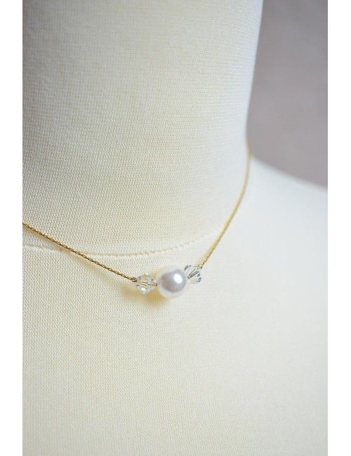 Collier de mariage Dita fin et raffiné avec perles et cristaux