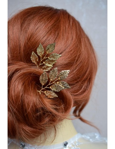 Pics à cheveux avec feuilles dorées.