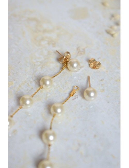 Boucles d'oreilles Canopée pour mariée, cascade de perles.