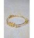 bracelet de mariée jonc doré style boheme avec perles et fleurs