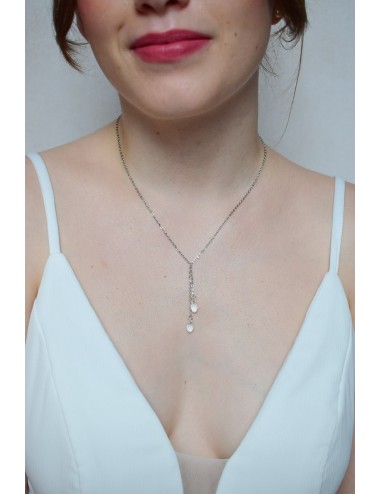 Collier de mariée Pluie d'avril avec gouttes de cristal transparent