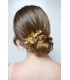 peigne à cheveux pour la mariée avec fleur et feuilles dorées et des perles