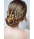peigne à cheveux Texas pour la mariée avec des feuilles dorées et des perles allure moderne