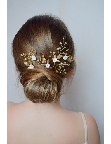 Duo de pics à cheveux pour le chignon de la mariée façon branchages.