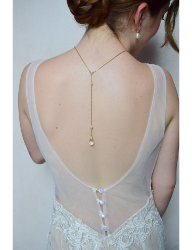 Collier de dos Lise avec chaine fine pour la mariée en robe dos nu