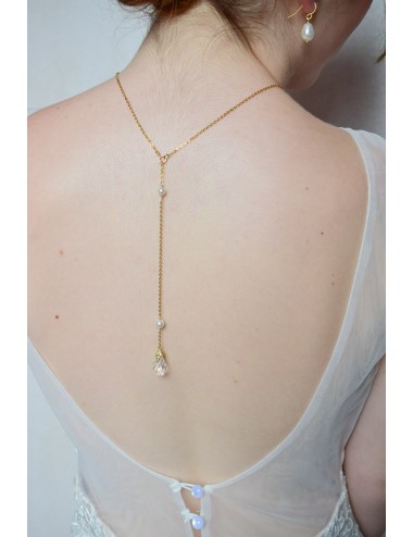 Collier de dos Lise avec chaine fine pour la mariée en robe dos nu