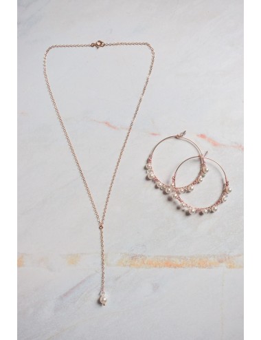 Collier de mariée Anouchka, en forme de Y de style minimaliste