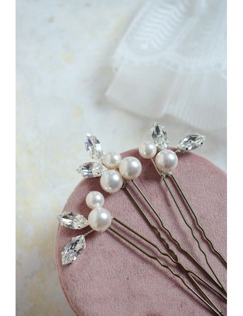 Pics à perles et strass pour le chignon de mariée