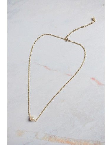 Collier mariage perle solitaire Lola, avec juste une perle nacrée