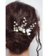 trio de pics à cheveux Colette avec des branches de perles et de fleurs pour votre coiffure de mariée