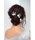 3 pics à cheveux de mariage pour la coiffure de la mariée avec des fleurs en porcelaine froide et des branches de perles